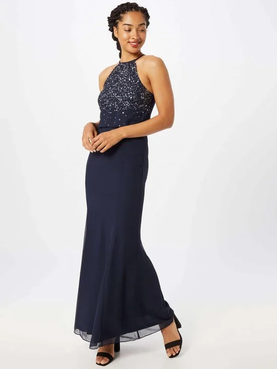 Ladies maxi dress soothing -Navy Sequin Maxi Dress