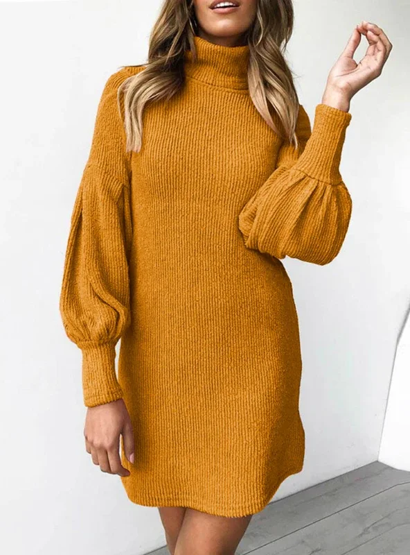 Ladies party dress layered -TastyHottie - WARM TURTLENECK LONG SLEEVE KNITTED EVENING PARTY DRESSES