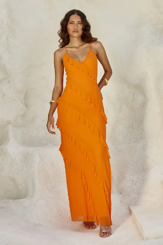 Ladies maxi dress overlay -Beloved Maxi Dress - Orange