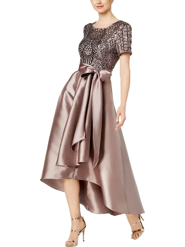 Ladies party dress anniversary -Womens Sequined Hi-Low Party Dress