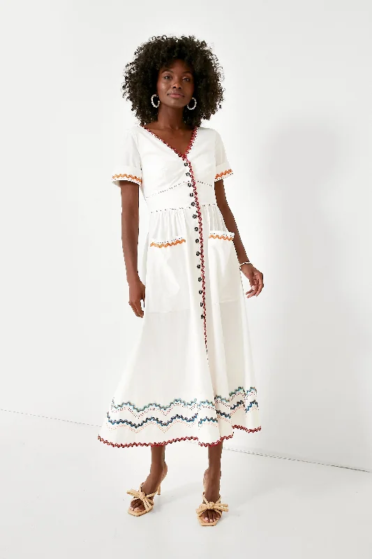 Women's midi dress cruise -White and Ricrac Stitch Luella Midi Dress