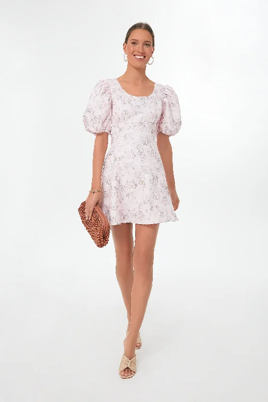 Ladies mini dress girls night -Pink Jacquard Empire Ella Mini Dress