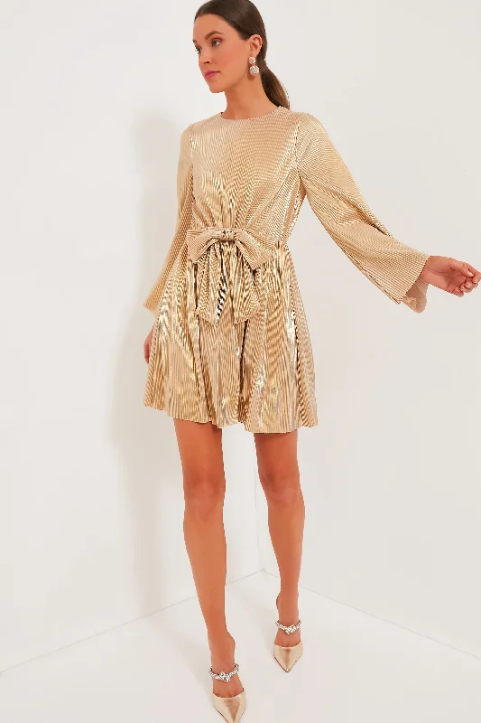 Ladies mini dress striking -Bell-Sleeved Goldie Mini Dress