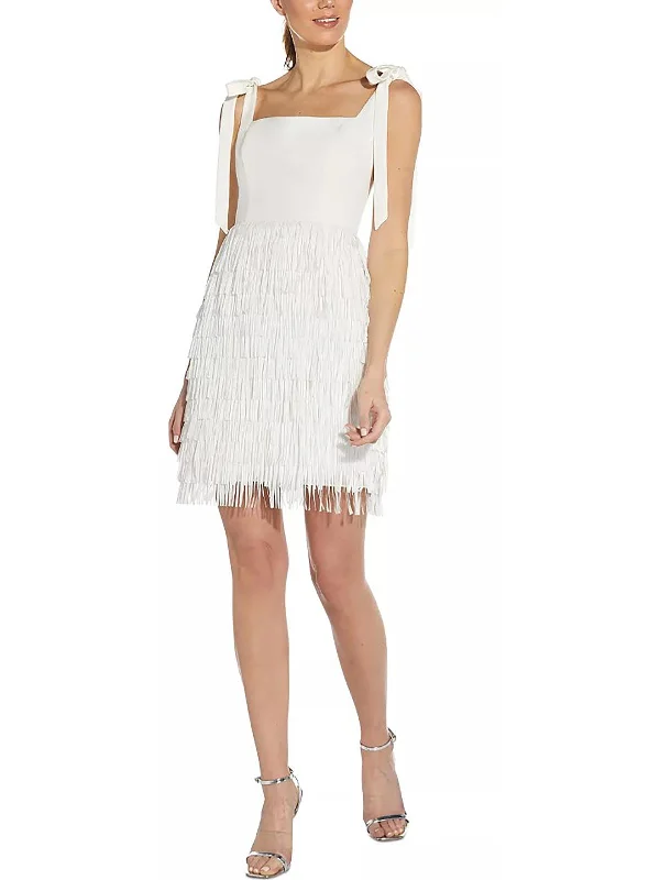 Ladies party dress rose -Womens Fringe Short Cocktail and Party Dress