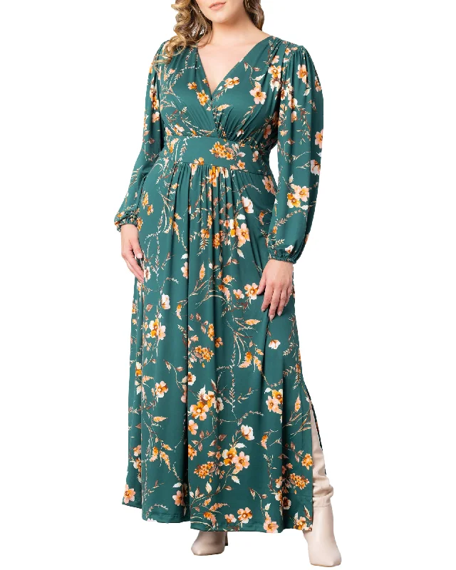 Ladies maxi dress trapeze -Kelsey Long Sleeve Maxi Dress | GREEN GARDEN