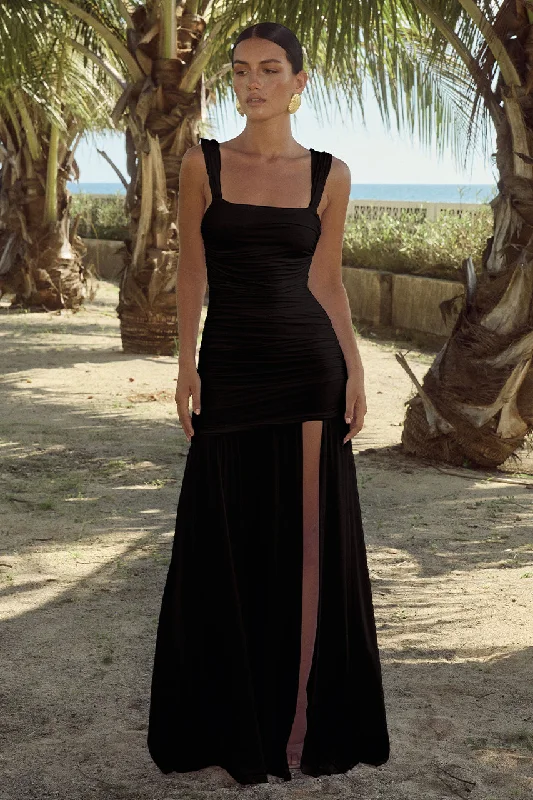 Ladies maxi dress trapeze -Carlie Maxi Dress - Black