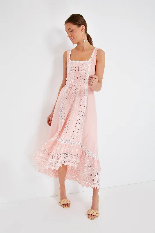 Women's midi dress flared skirt -Bubble Bath Pink Alwyn Midi Dress