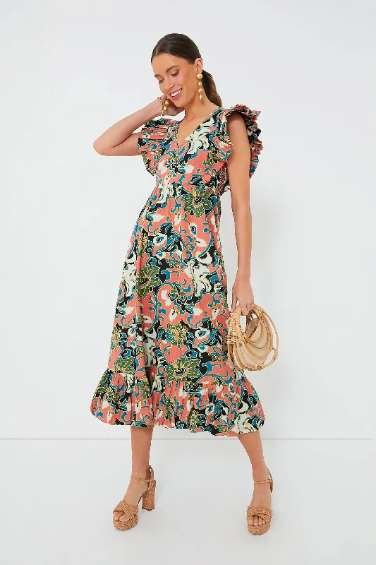 Women's midi dress printed -Gypsy Bloom Barbara Printed Midi Dress