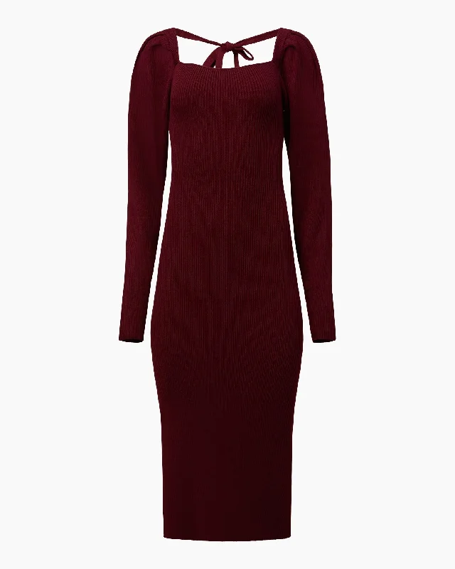 Women's midi dress business casual -Rachel Parcell | Sweater Midi Dress | Wine Red