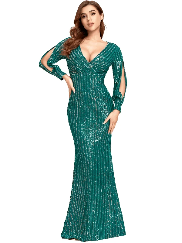 Ladies party dress wrap -Women's Full Sequins Prom Party Gown - In 8 Colors!