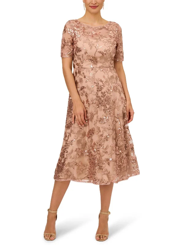 Ladies party dress vintage -Womens Embroidered Sequin Cocktail And Party Dress