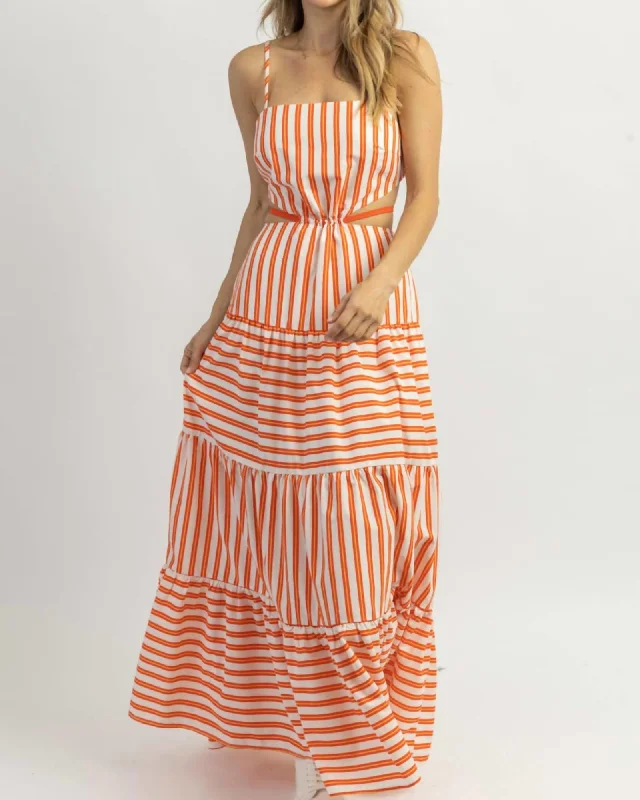 Ladies maxi dress summer event -Club Striped Maxi Dress In Citrus | Citrus