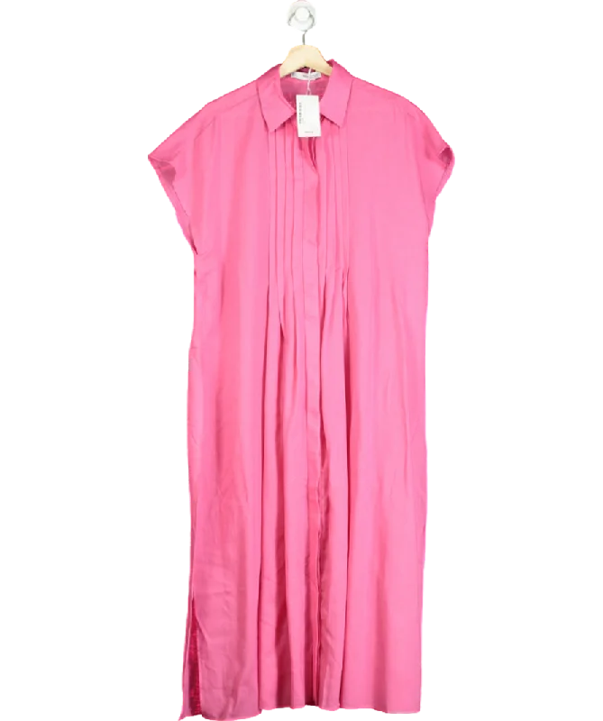 Women's shirt dress subtle check -MANGO Pink Shirt Dress With Slits UK M