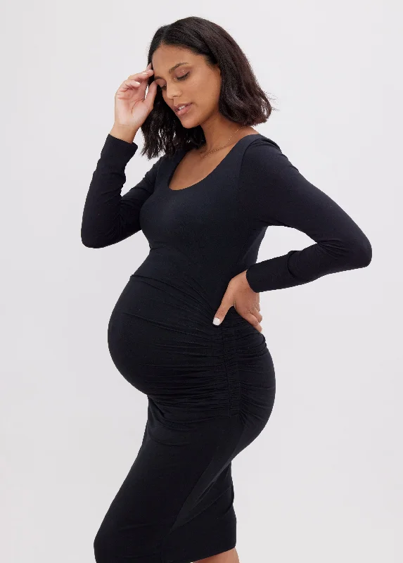 Women's maternity dress grey -The Masterpiece Long Sleeve Maternity Dress