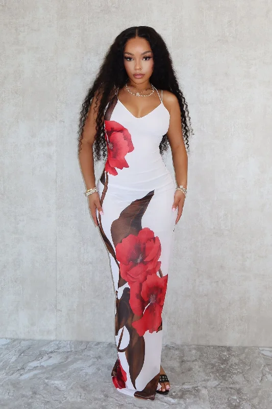 Ladies maxi dress radiant glow -From Now On Mesh Print Maxi Dress