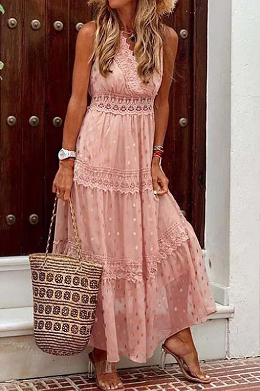 Ladies maxi dress V-neck -Bohemian Beach Graceful Maxi Dress