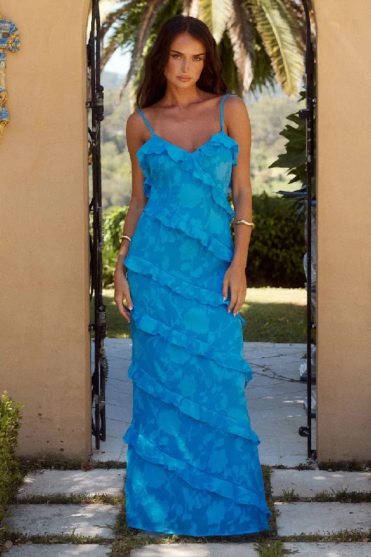 Ladies maxi dress paisley -Mandeville Maxi Dress - Aqua