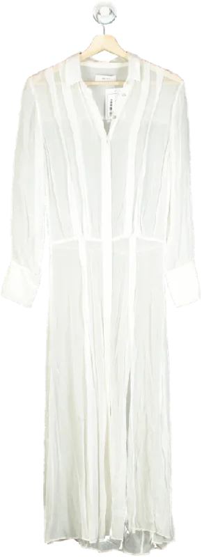 Women's shirt dress relaxed twill -Reiss White Long Sleeve Shirt Dress UK 4