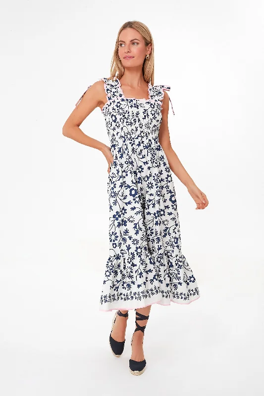 Women's midi dress polka dot print -Indigo Daisy Bow Tie Midi Dress