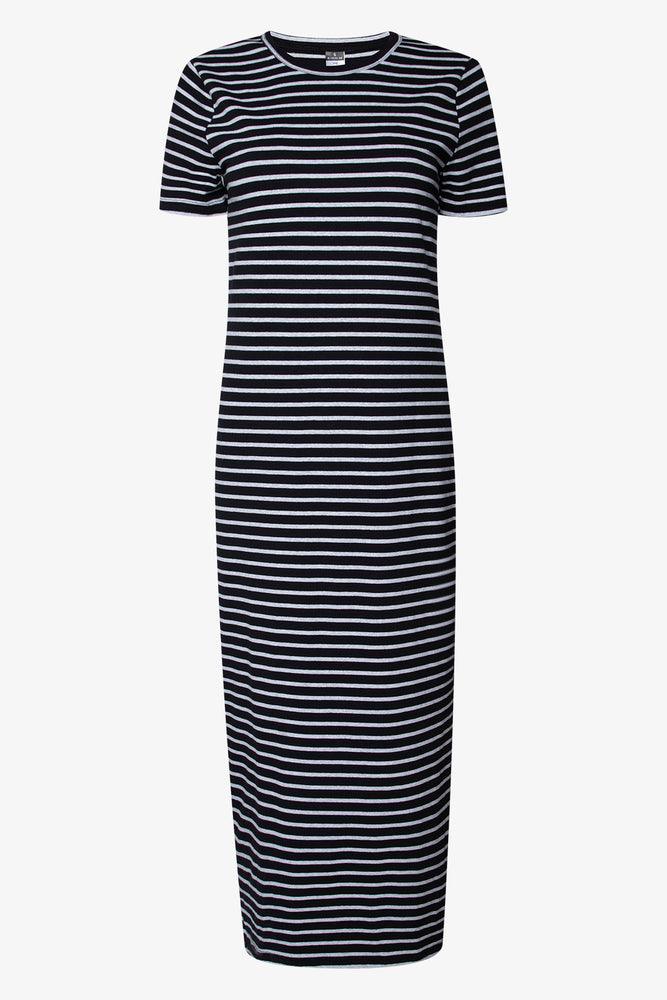 Women's shirt dress workday chic -Stripe T-Shirt Dress Black