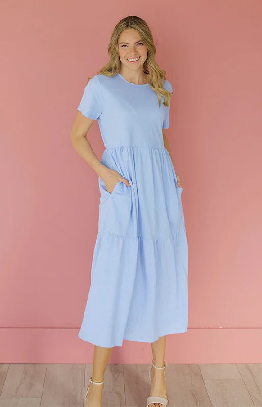 Women's maternity dress postpartum -Kelsey Periwinkle Dress - MCO - Maternity Friendly - FINAL SALE