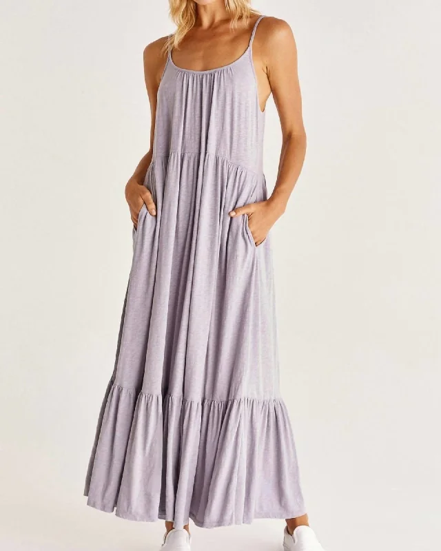 Ladies maxi dress classic -Lido Slub Maxi Dress In Lavender Ash | Lavender Ash