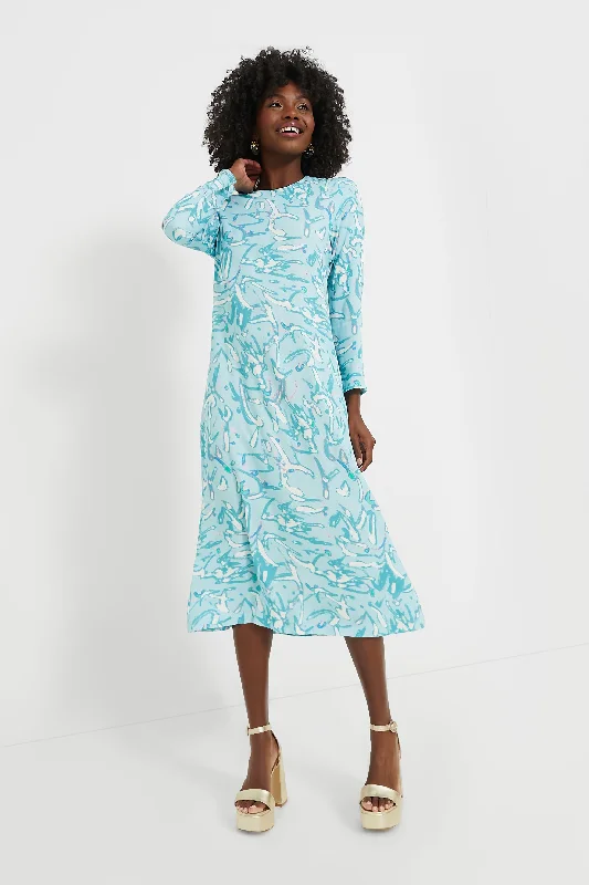 Women's midi dress petite -Blue Abstract Hattie Midi Dress