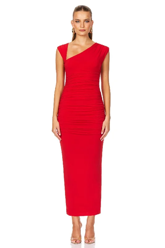 Women's midi dress smocked -Nookie Dakota Midi Dress - Red