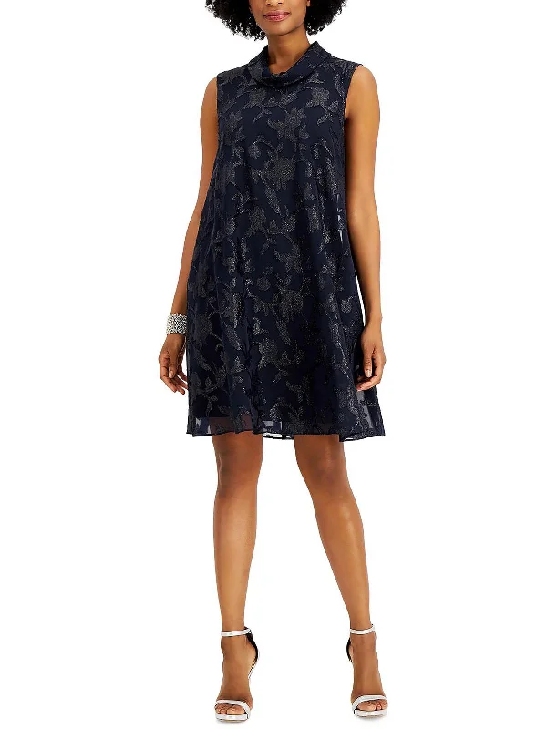 Ladies party dress after party -Womens Roll Collar Jacquard Cocktail and Party Dress