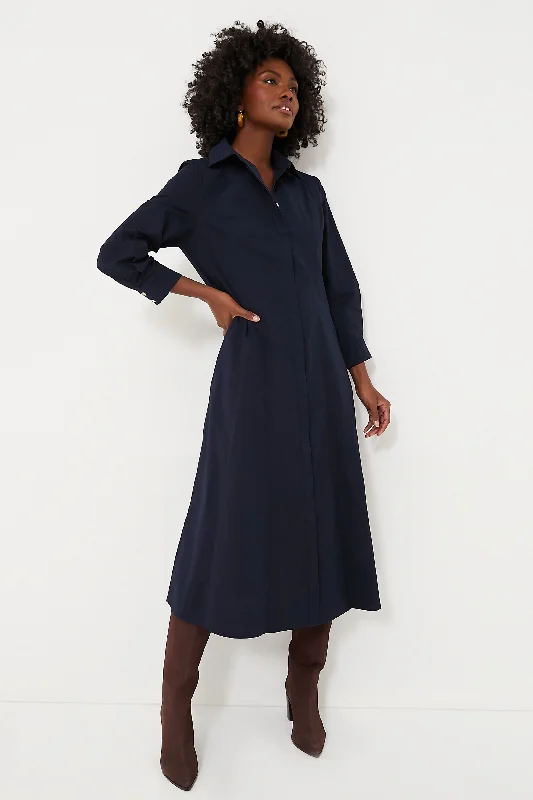 Women's midi dress 80s style -Dark Navy Briana Midi Dress