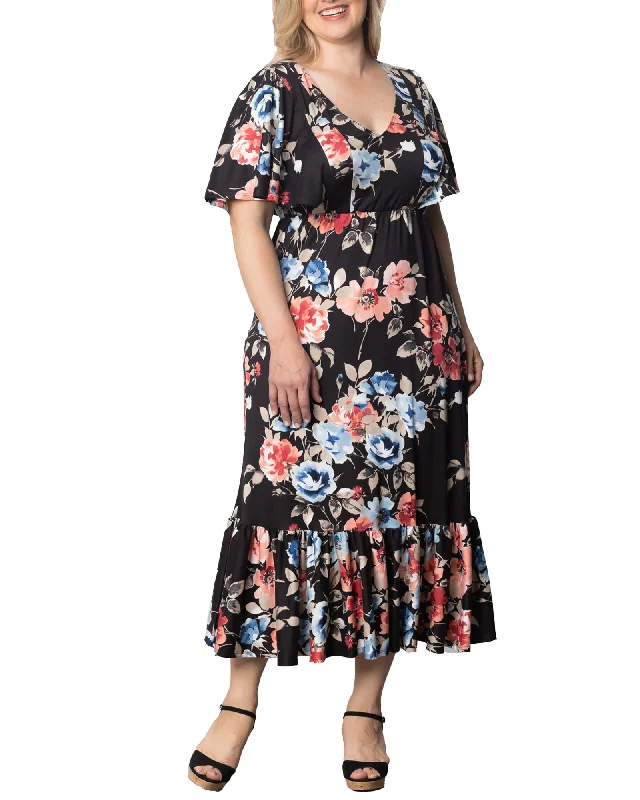 Ladies maxi dress draped -Madrid Maxi Dress | MOODY MEADOW PRINT