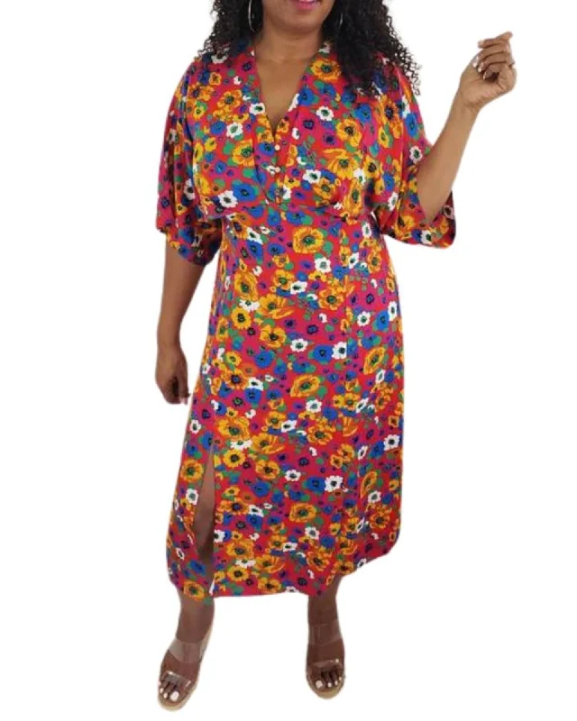 Women's midi dress festival -Floral Print Midi Dress in Multi | Multi