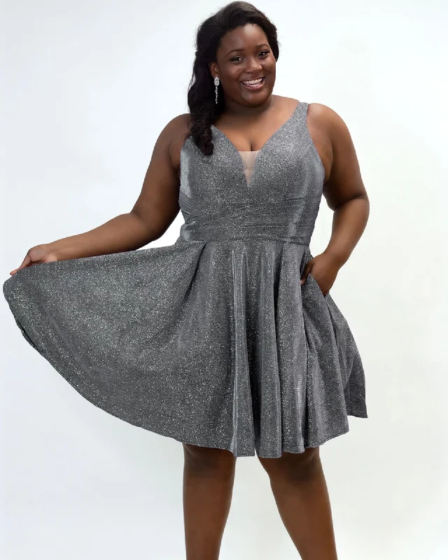 Ladies party dress holiday gala -All That Shimmers Party Dress | Gunmetal