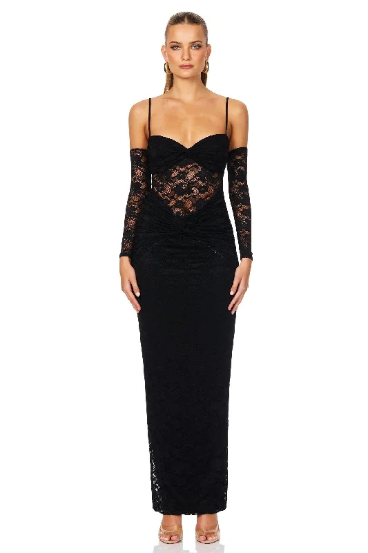 Ladies maxi dress light -Nookie Lene Lace Maxi Dress - Black