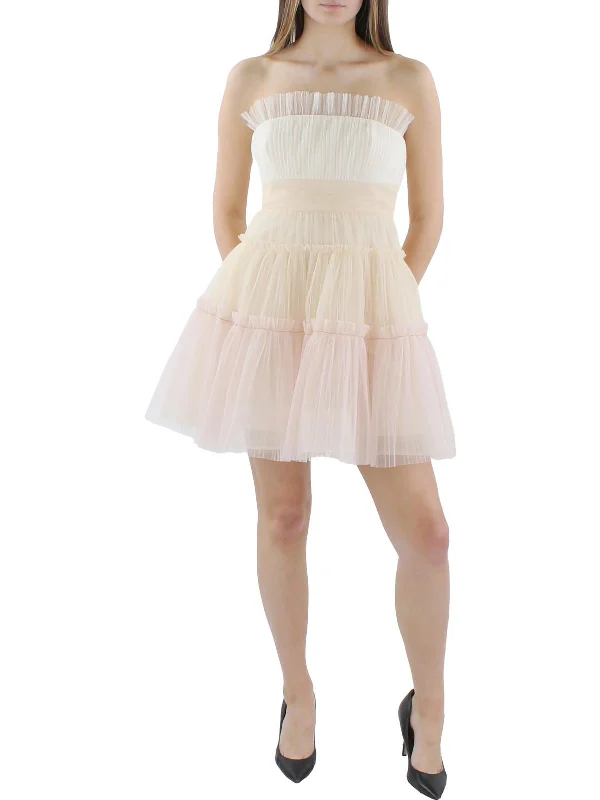 Ladies party dress pencil -Womens Tiered Ruffle Cocktail And Party Dress