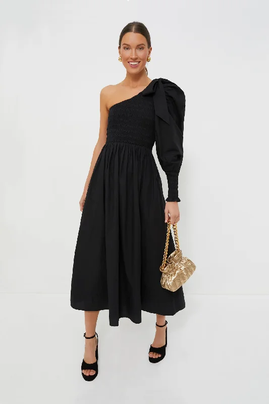 Women's midi dress chiffon -Black Leonie Midi Dress