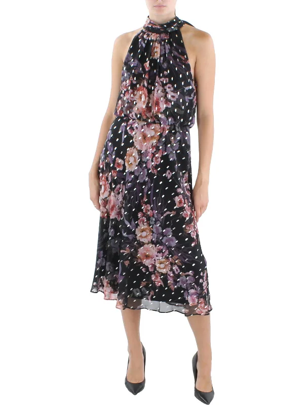 Ladies party dress orchid -Womens Chiffon Printed Cocktail and Party Dress