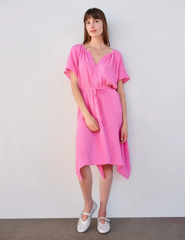 Ladies maxi dress cruise -Sundry Handkerchief Hem Maxi in Magenta