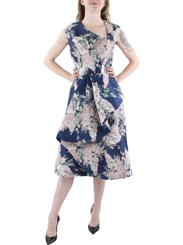 Ladies party dress slate -Veronica Womens Jacquard Floral Cocktail and Party Dress