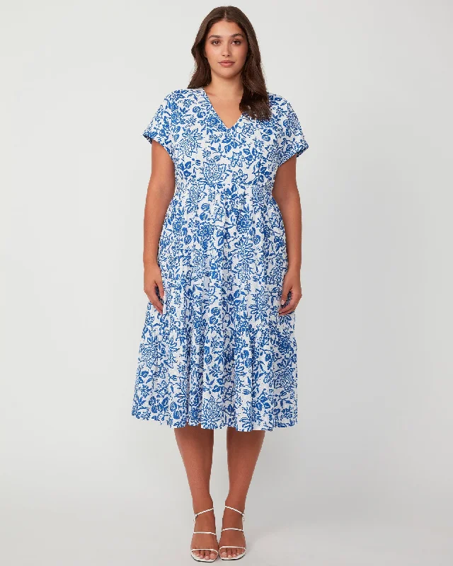 Women's midi dress pink -Cote d'Azur Midi Dress | Milk/Azure