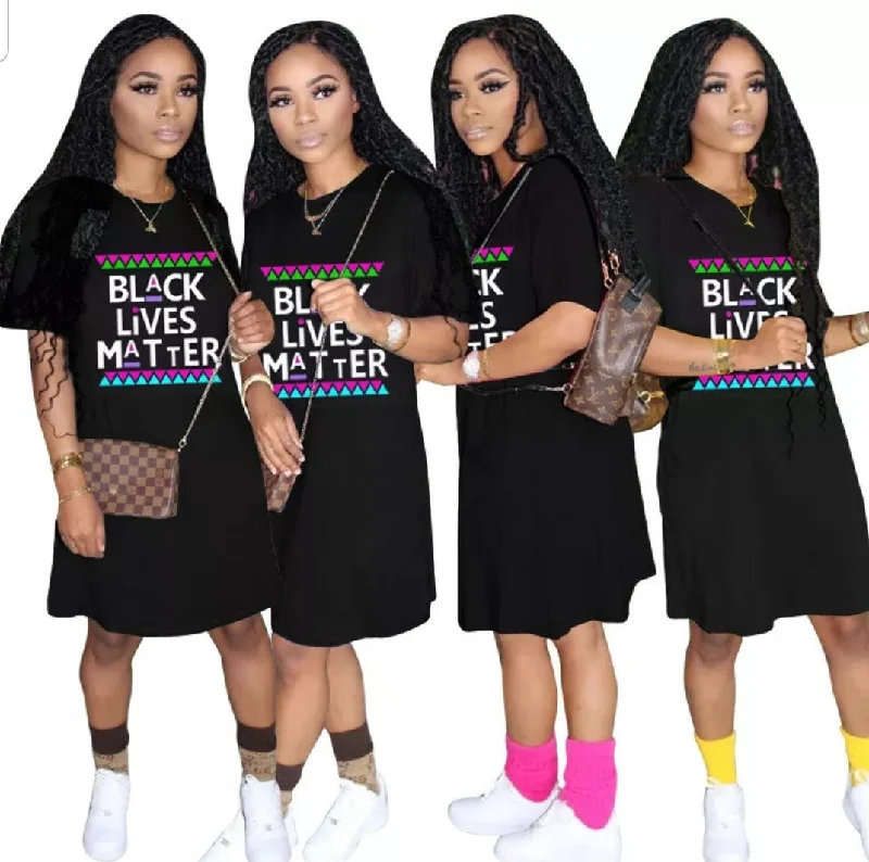 Women's shirt dress relaxed fit -Black Lives Matter T-shirt Dress