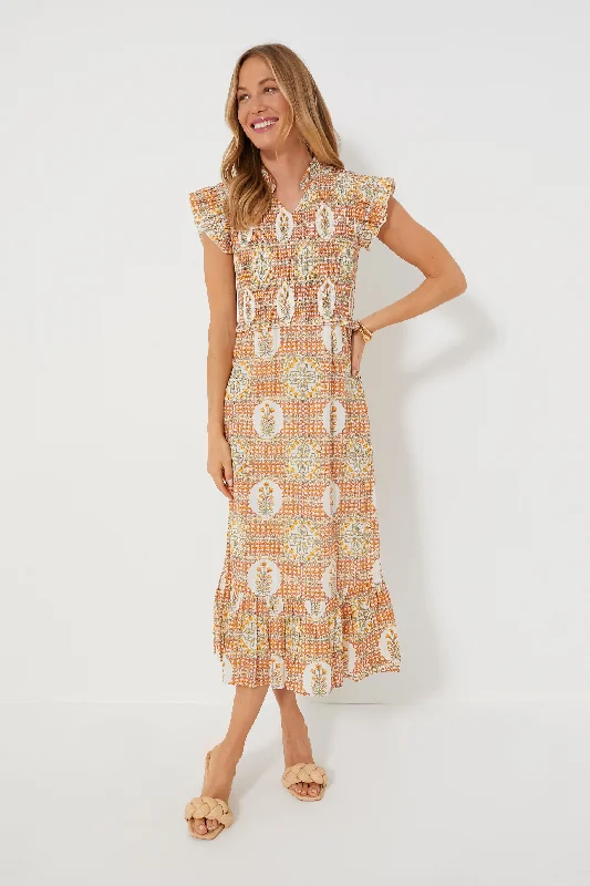 Women's midi dress short sleeve -Floral Medallion Blakely Midi Dress