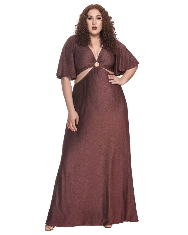 Ladies maxi dress summer -Smak Parlour Plus Size Shimmering Rose Pink & Black Knit Maxi Dress | Pink Metallic