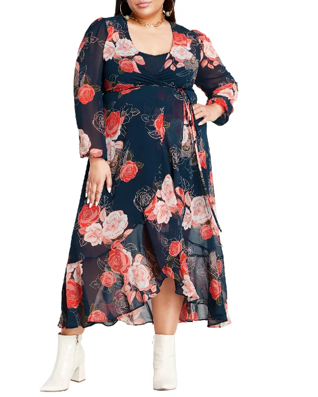 Ladies maxi dress maroon -Sadie Floral Maxi | Navy Gardenia