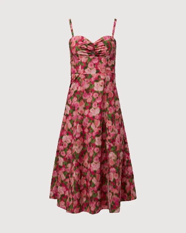 Women's midi dress tea party -Rachel Parcell | Ruched Cup Midi Dress | Magenta