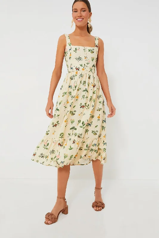 Women's midi dress tall -Exclusive Ivory Floral Melon Midi Dress