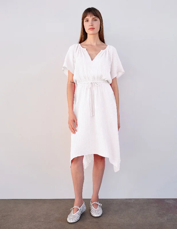 Ladies maxi dress striking -Sundry Handkerchief Hem Maxi in White