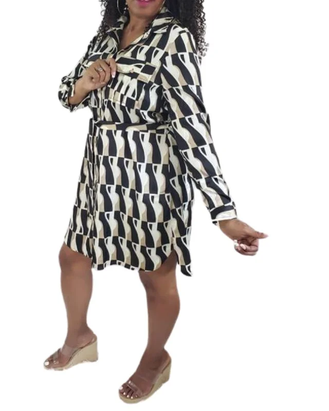 Women's midi dress holiday -Shirt Midi Dress in Abstract Print | Abstract Print