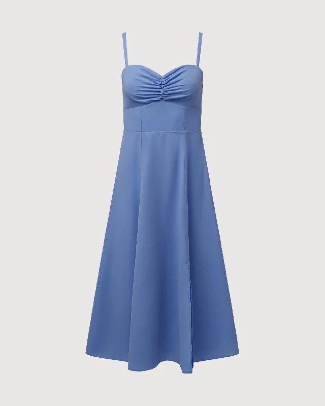 Women's midi dress picnic -Rachel Parcell | Ruched Cup Midi Dress | Vista Blue