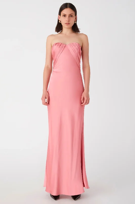 Ladies maxi dress layered -Misha Livia Maxi Gown - Shell Pink